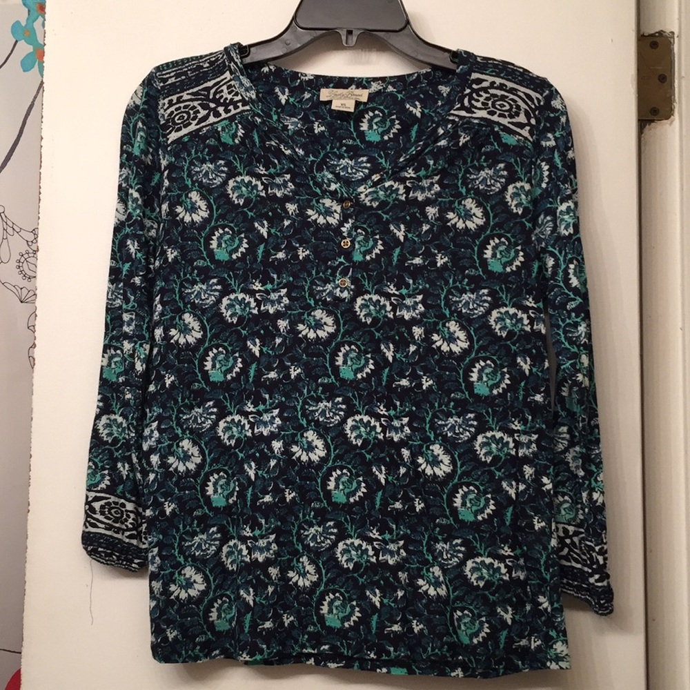 Lucky Brand Block Printed Knit Shirt XS